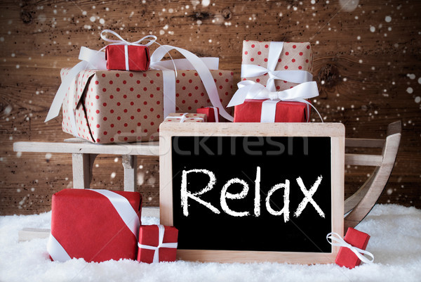 Sleigh With Gifts, Snow, Snowflakes, Text Relax Stock photo © Nelosa