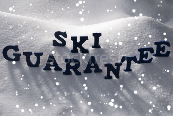 Blue Word Ski Guarantee On Snow, Snowflakes Stock photo © Nelosa