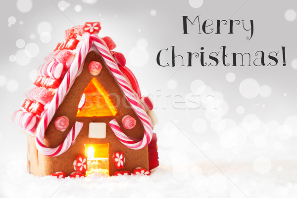 Pan de jengibre casa plata texto alegre Navidad Foto stock © Nelosa