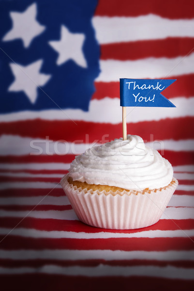Köszönjük minitorta fehér kék zászló amerikai zászló Stock fotó © Nelosa