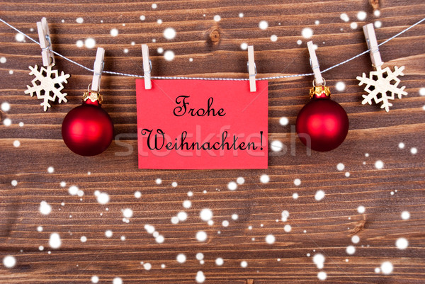 Stock photo: Red Label with Frohe Weihnachten
