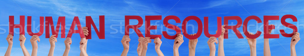 People Hands Holding Red Straight Word Human Resources Blue Sky Stock photo © Nelosa