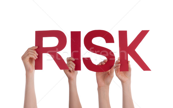 Many People Hands Holding Red Straight Word Risk  Stock photo © Nelosa