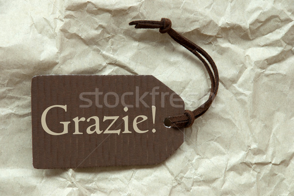 Brown Label With Italian Grazie Means Thank You  Stock photo © Nelosa