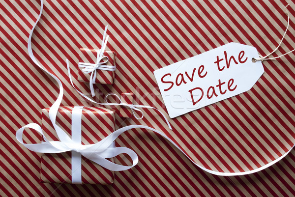 Two Gifts With Label, English Text Save The Date Stock photo © Nelosa