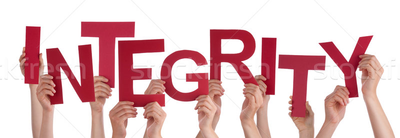 Many People Hands Holding Red Word Integrity Stock photo © Nelosa
