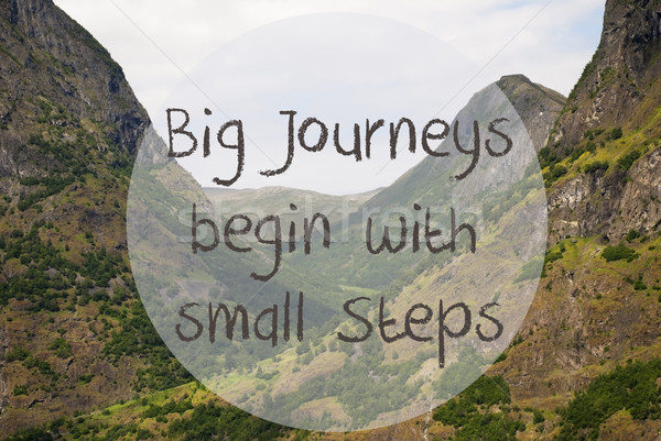 Valley And Mountain, Norway, Quote Big Journeys Begin Small Steps Stock photo © Nelosa