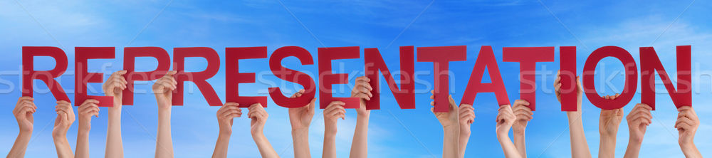 Many People Hands Holding Red Straight Word Representation Blue Stock photo © Nelosa