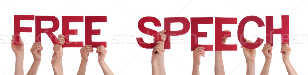 People Hands Holding Red Straight Word Free Speech Stock photo © Nelosa