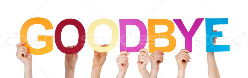 Many People Hands Holding Colorful Straight Word Goodbye Stock photo © Nelosa