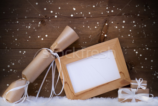 Chrsitmas Gifts With Copy Space On Snow, Snowflakes Stock photo © Nelosa
