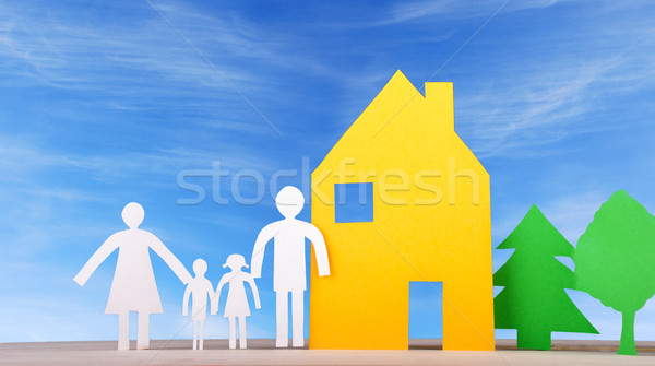 A Family With House and Trees Stock photo © Nelosa