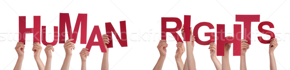 People Hands Holding Red Straight Word Human Rights  Stock photo © Nelosa