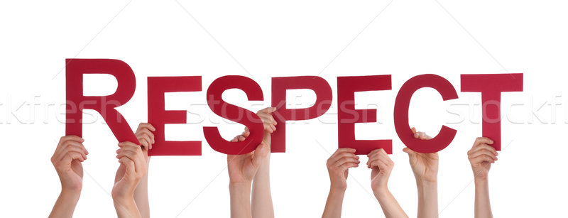 People Hands Holding Red Straight Word Respect Stock photo © Nelosa