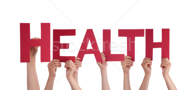 Many People Hands Holding Red Straight Word Health  Stock photo © Nelosa