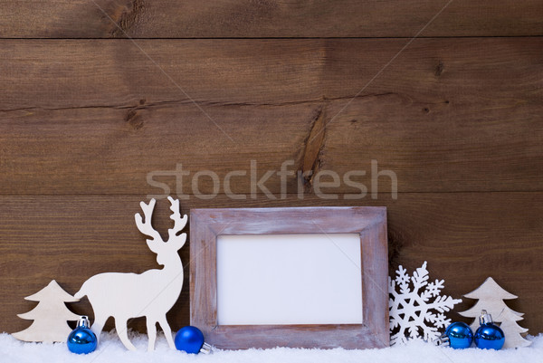 Foto d'archivio: Blu · decorazione · copia · spazio · neve · Natale