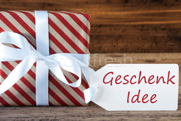 Present With Label, Geschenk Idee Means Gift Idea Stock photo © Nelosa