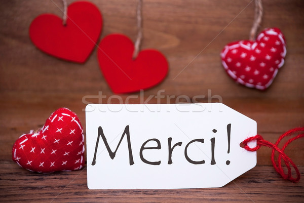 Read Hearts, Label, Merci Means Thank You Stock photo © Nelosa