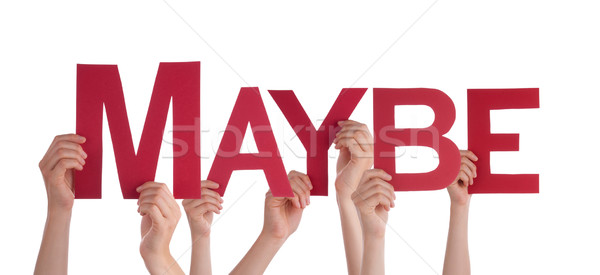 Many People Hands Holding Red Straight Word Maybe Stock photo © Nelosa