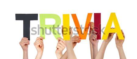 People Hands Holding Colorful Straight Word Trivia Stock photo © Nelosa