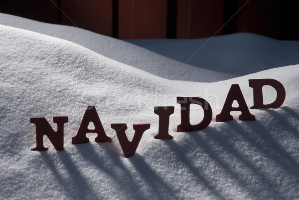 Card With Snow And Word Navidad Mean Christmas Stock photo © Nelosa