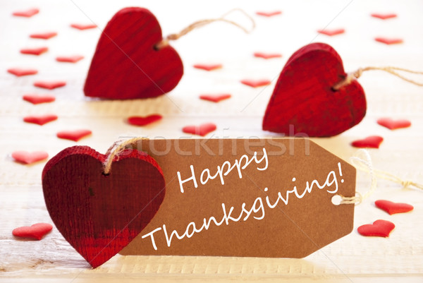 Label With Many Red Heart, Text Happy Thanksgiving Stock photo © Nelosa