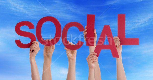 Hands Holding Social in the Sky Stock photo © Nelosa