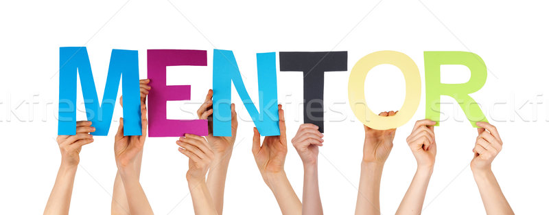 People Hands Holding Colorful Straight Word Mentor Stock photo © Nelosa