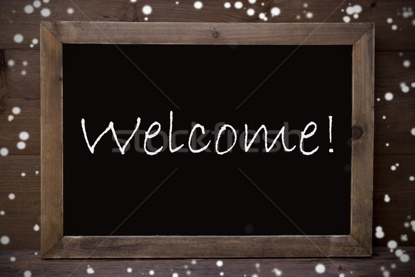 Chalkboard With Welcome, Snowflakes Stock photo © Nelosa