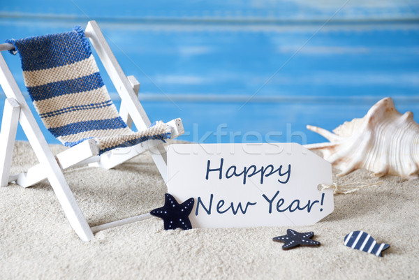 Summer Label With Deck Chair And Text Happy New Year Stock photo © Nelosa