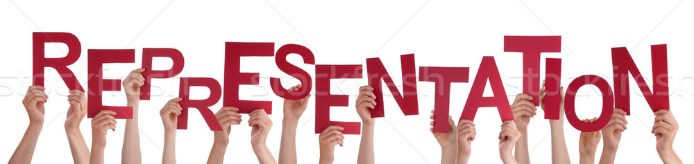 Many People Hands Holding Red Word Representation  Stock photo © Nelosa