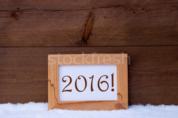 Christmas Card With Picture Frame, Text 2016, Snow Stock photo © Nelosa