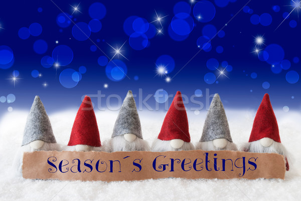 Gnomes, Blue Background, Bokeh, Stars, Text Seasons Greetings Stock photo © Nelosa