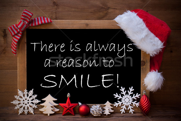 Brown Blackboard Santa Hat Christmas Decor Quote Reason Smile Stock photo © Nelosa