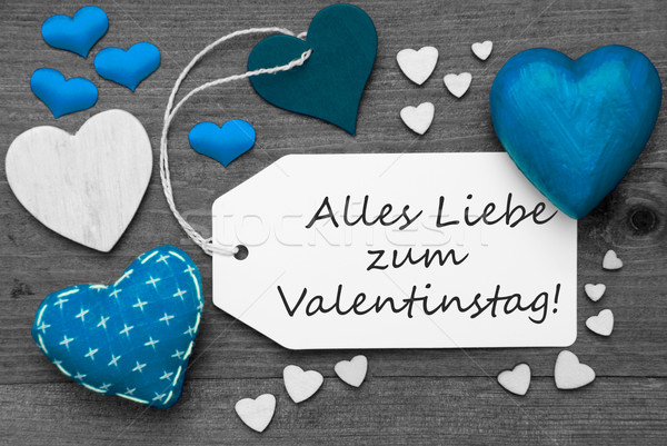 Black And White Label, Blue Hearts, Valentinstag Means Valentines Day Stock photo © Nelosa