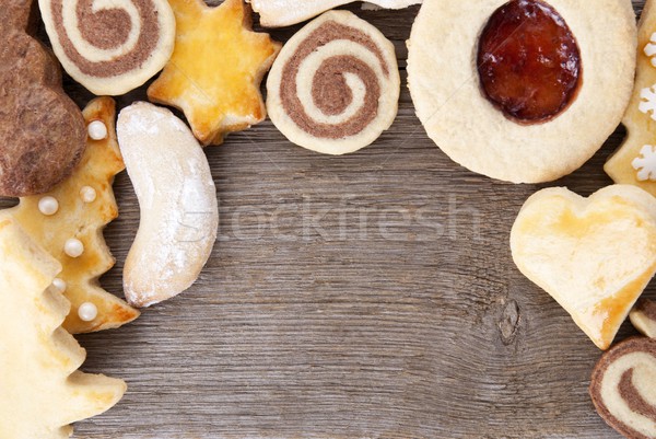 christmas cookies as frame on wood Stock photo © Nelosa