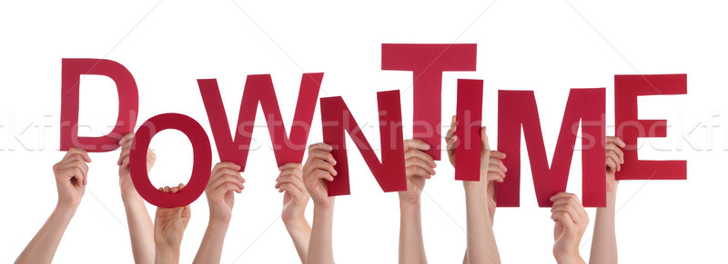 Many People Hands Holding Red Word Downtime  Stock photo © Nelosa