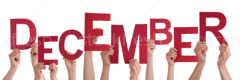 Many People Hands Holding Red Word December  Stock photo © Nelosa