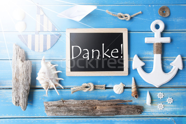 Sunny Nautic Chalkboard, Danke Means Thank You Stock photo © Nelosa