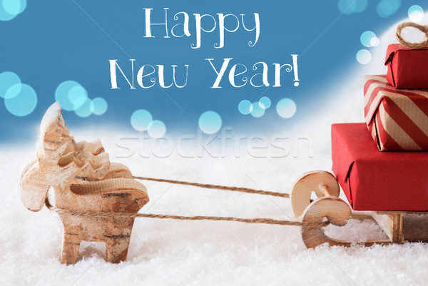 Stok fotoğraf: Ren · geyiği · açık · mavi · metin · happy · new · year · Kanada · geyiği · çizim