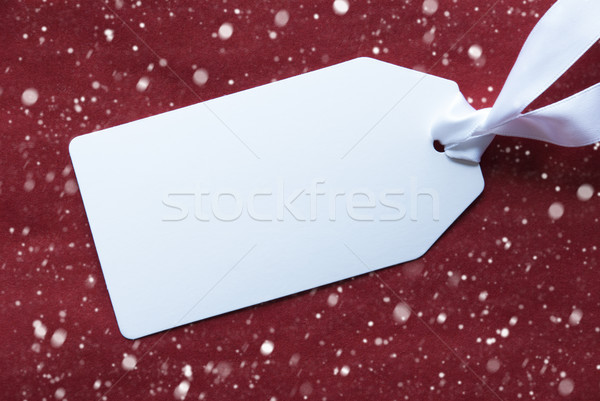 One Label On Red Background, Snowflakes And Copy Space Stock photo © Nelosa
