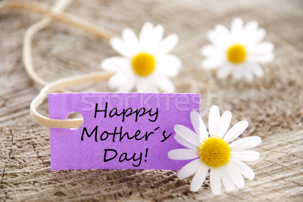 紫色 標籤 母親節快樂 花卉 孩子 快樂 商業照片 © Nelosa