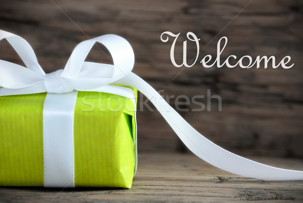 Green Gift with the Word Welcome Stock photo © Nelosa