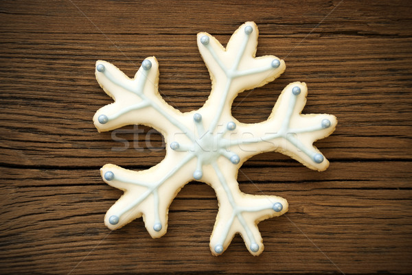 Stock photo: Snowflake Cookie on Wood III