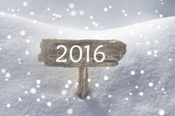 Christmas Sign With Snow And Snowflakes 2016 Stock photo © Nelosa