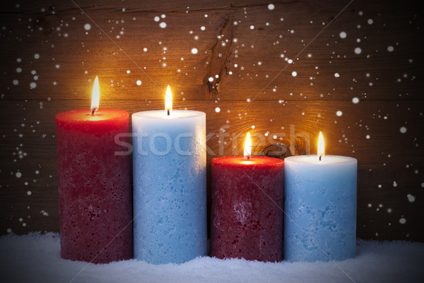 Christmas Card With Four Candles For Advent, Snowflakes Stock photo © Nelosa
