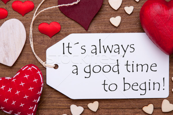 One Label, Red Hearts, Good Time To Begin, Macro Stock photo © Nelosa