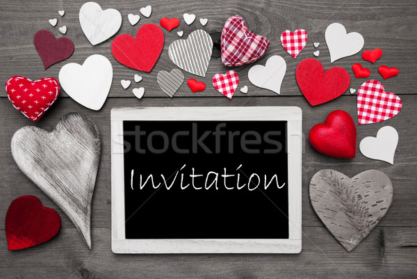 Chalkbord With Many Red Hearts, Invitation Stock photo © Nelosa