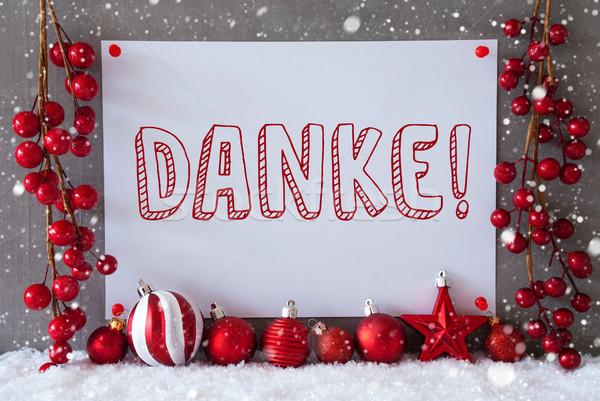 Label, Snowflakes, Christmas Balls, Danke Means Thank You Stock photo © Nelosa