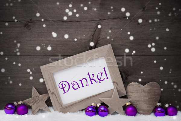 Gray Purple Christmas Decoration Danke Mean Thank You,Snowflakes Stock photo © Nelosa